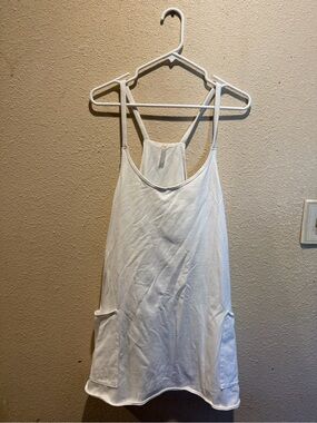 Free People/ FP Movement White Racerback Tank Dress/skort  with Pockets